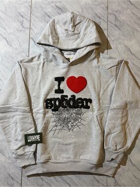 Sp5der Heather Grey Souvenir Hoodie